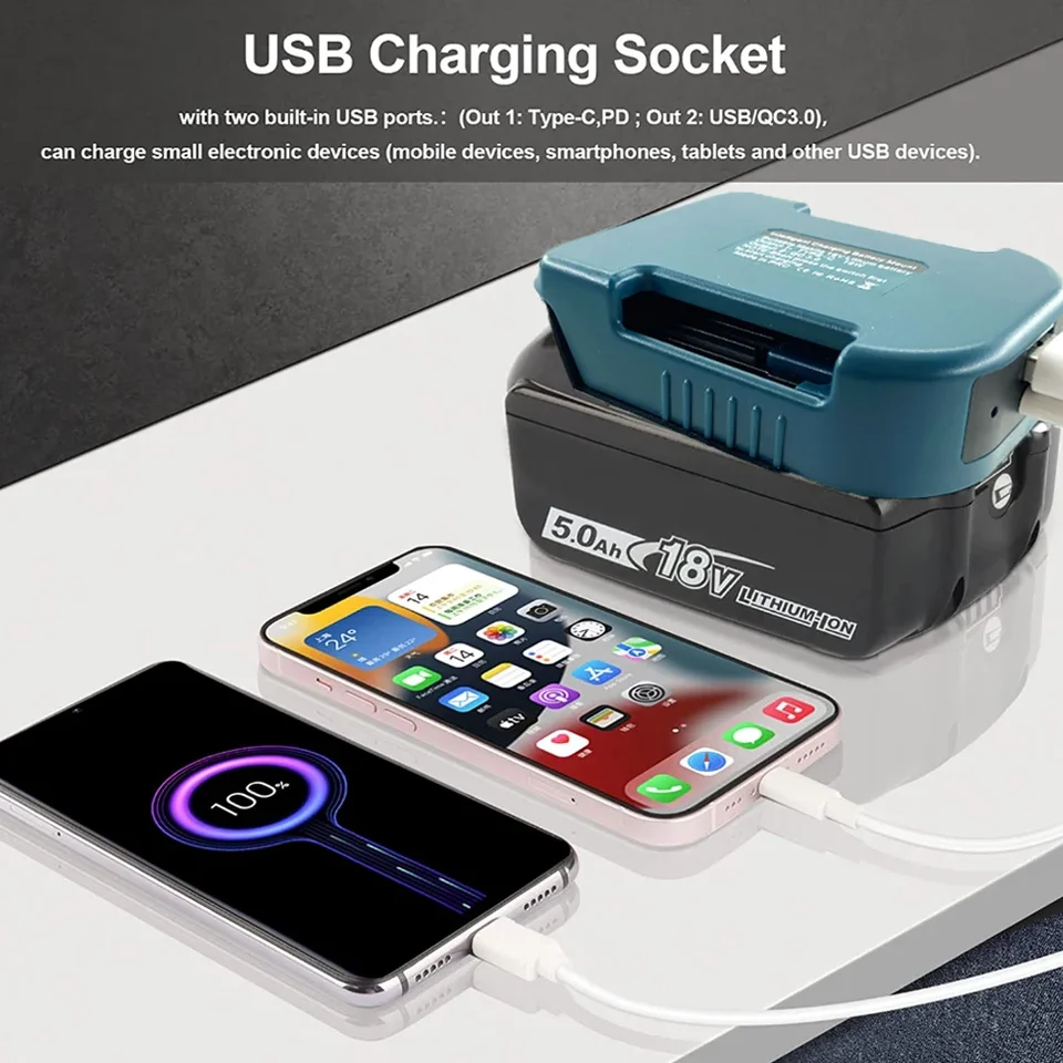 マキタ 18V と USB タイプ C バッテリーホルダーマキタ 18V マキタ 18V と USB タイプ C バッテリーホルダーマキタ 18V