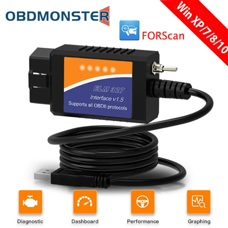Forscan Obd2 Scanner Elm327 Usb V1.5 Codifica Adattatore Obd2 Hs/Ms Può Strumento Diagnostico Per Ford Mazda Lincoln Mercury Pic18F25K80