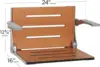 Comfort Folding Wall Mount Shower Bench Seat with Arms Teak Seat with Silver Frame 20.94” L x 16” W x 12.75”H 2