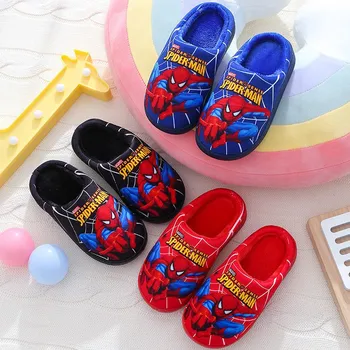 Cartoon Printed Spider-man Cotton Slippers For Children's Shoes Fashion New Style Warmth Autumn Winter Indoor Kids Boys Slipper 3