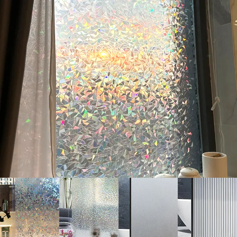 3D Frosting Window Privacy Film Matte Static Vinyl Glass Movie Stickers Anti Light UV Crescent Adhesive Mirror Foil Clings Tools