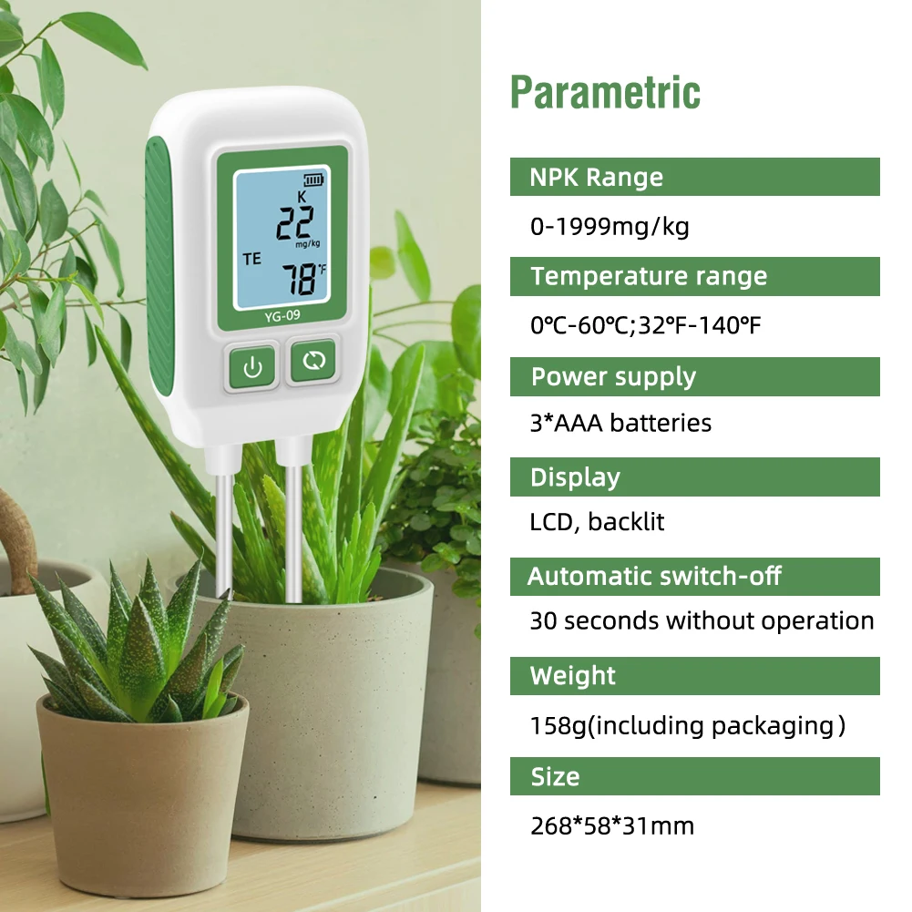 Yieryi Soil NPK Analyser Meter 0-1999mg/kg Dual Needle Nitrogen Phosphorus Potassium Detector Fertility Tester for Garden Farm 5