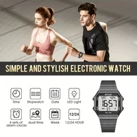 Women's Electronic Sports Watch Waterproof 30M Dual Time Alarm Stopwatch Night Light Week Calendar 12/24H