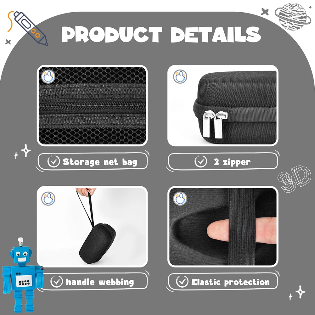 3Doodler Start+ Essentials (2024) 3D 펜 세트용 하드 케이스, 충격 방지 휴대용 보관 가방
