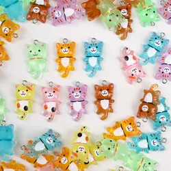 Set of 10 Adorable Cartoon Cat Charms - Luminous 3D Resin Animal Pendants (Style 2)
