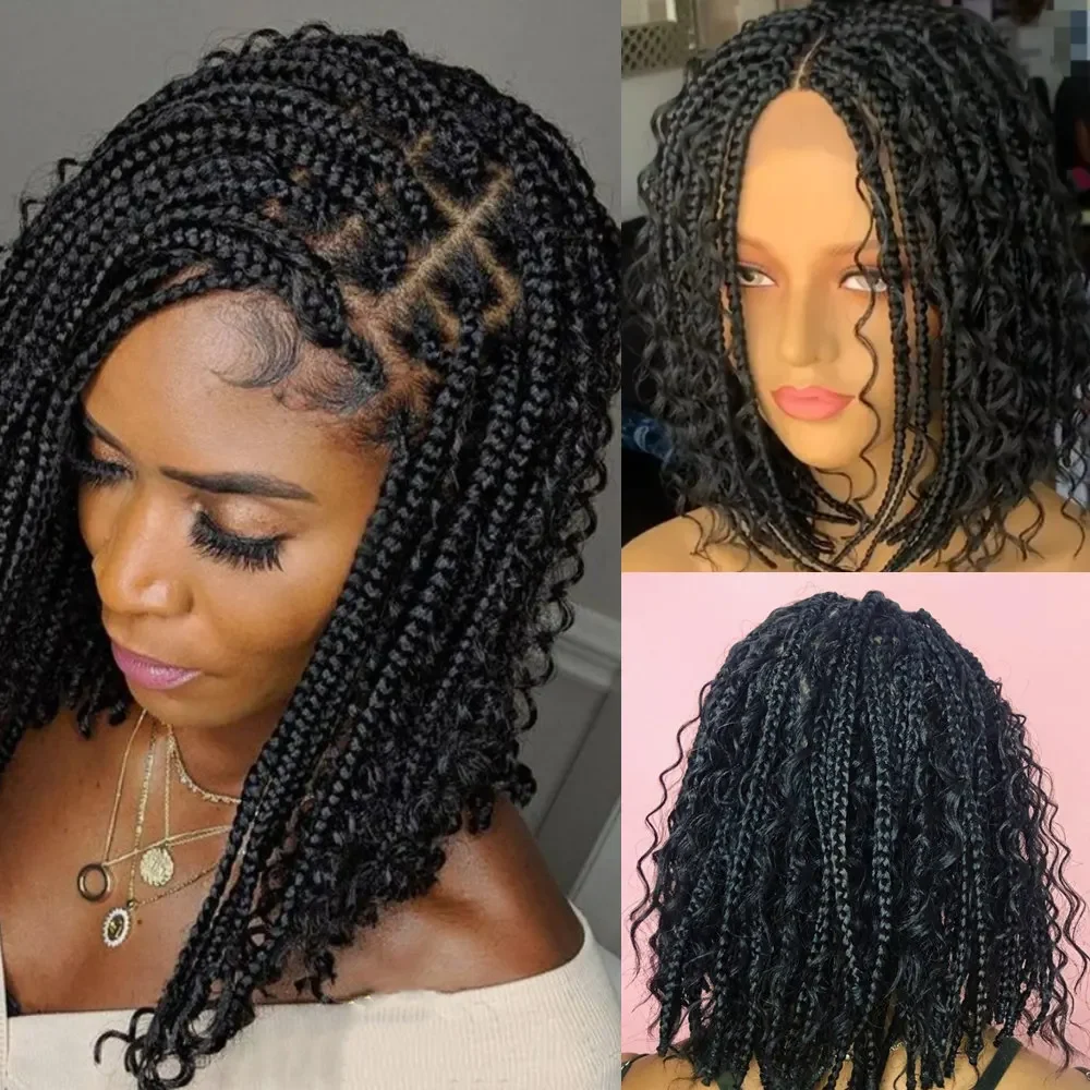 Synthetic Hair Braided Wigs Women Short Crochet Hair Braids Black Wig Braid African Braiding Bob Wig Female synthetic hair wigs