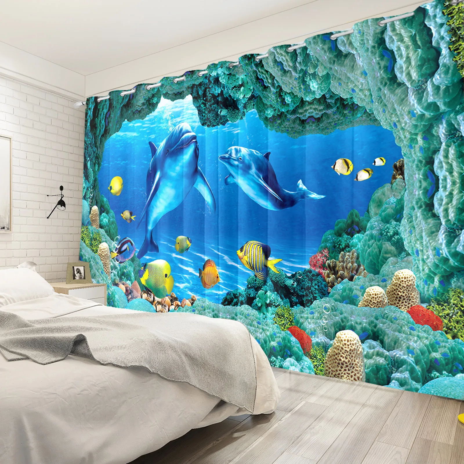 Underwater World Bedroom Curtains Home and Decoration Blinds for