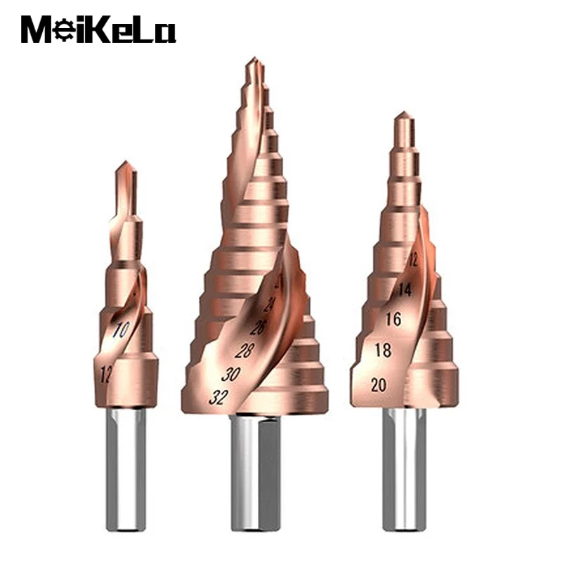 4-12/20/32mm HSS CO M35 TiCN Coated Step Drill Bit Spiral/Straight Groove Wood Metal Hole Drill Cutter Cone Drill Bit