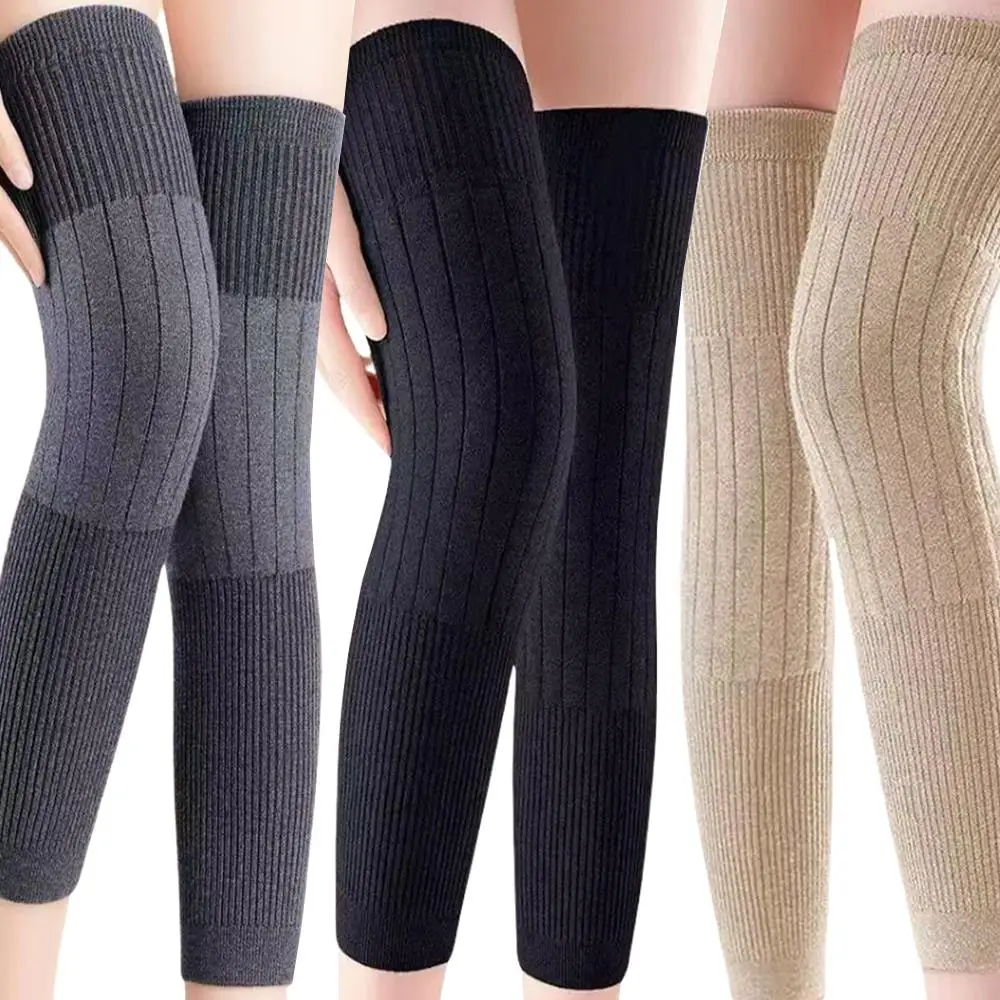 1 Pair Thicken Warm Wool Kneepad Cashmere Knee Protector Women Men Cold Leg Arthritis Leg Sleeves Windproof Coldproof Leg Guard