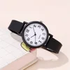Minimalist style children's wristwatch casual simple black and white silicone student watch Clock 1