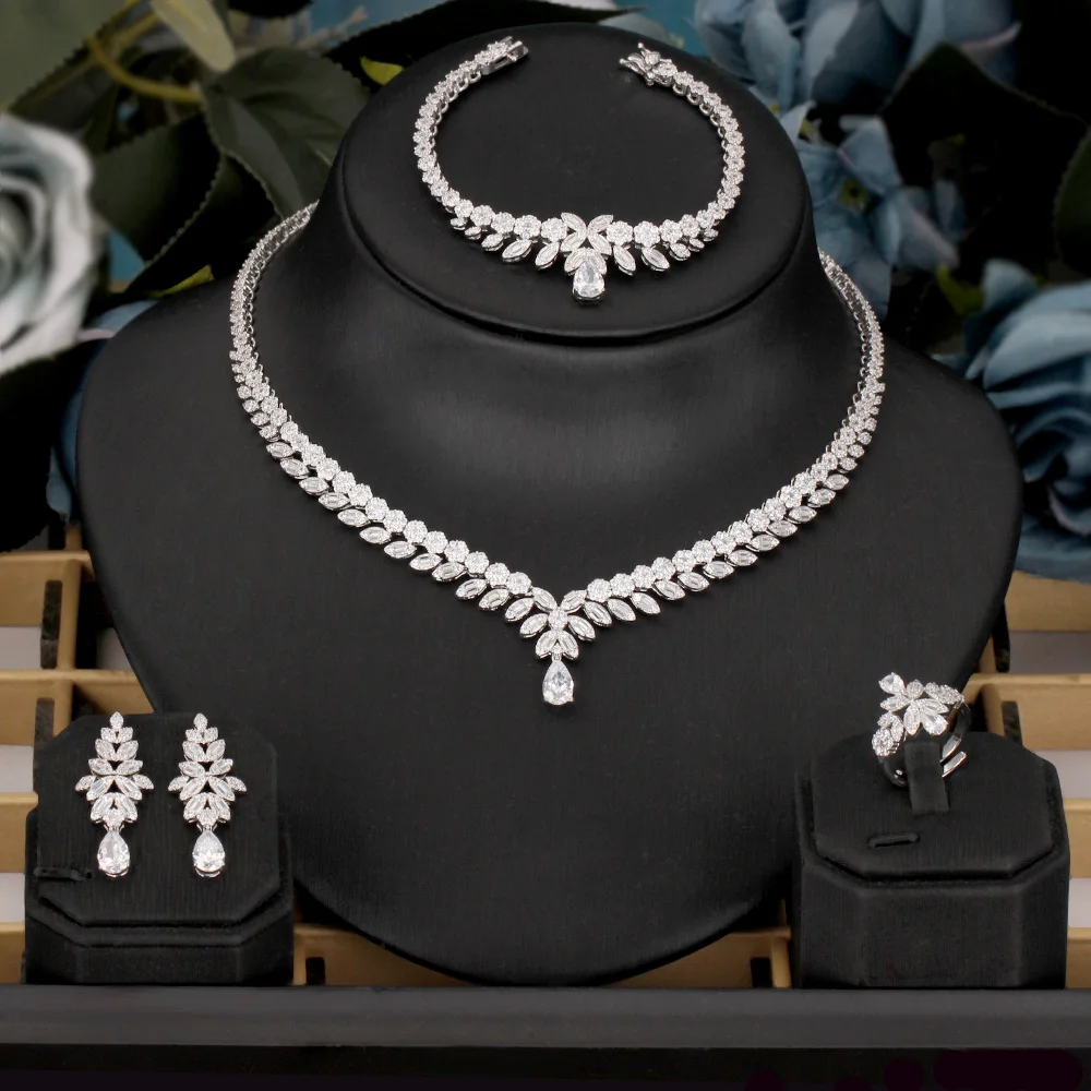 Bridetalk Luxurious Dubai Nigeria Cubic Zirconia 4pcs Bridal Jewelry