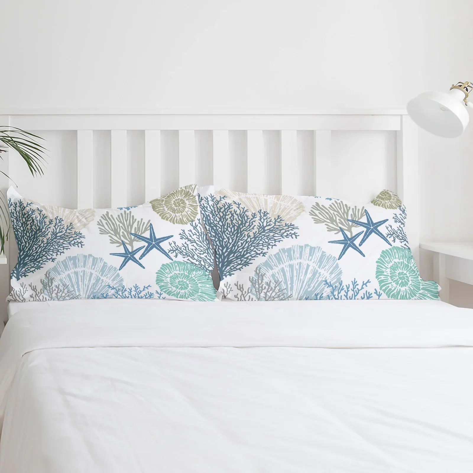 Blue Marine Coral Shells Starfish Duvet Cover with Pillow Case Custom 3pcs Bedding Set Quilt Cover Double Bed Home Textile 3
