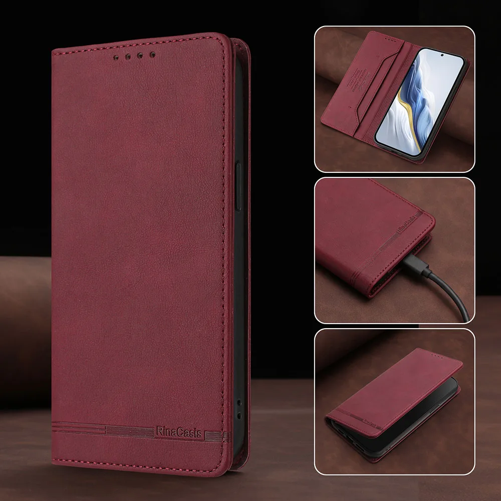 Magnetic Leather Wallet Flip Phone Case - Elegant Back Cover