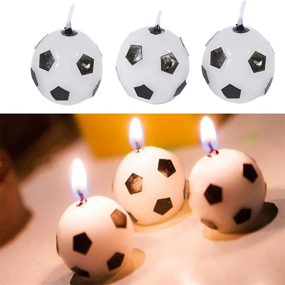 6PcsSoccerBallFootballCakeCandlesBirthdayPartyKidsCake