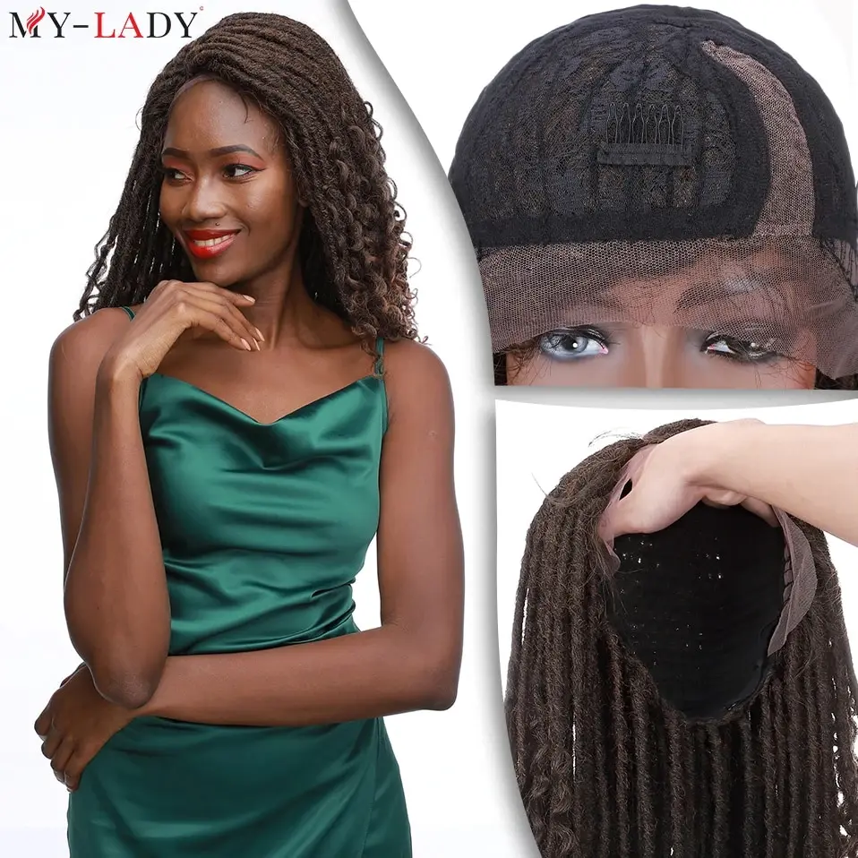 

My-Lady 25inch Dreadlock Braids Wig Goddess Faux Locs 428g Synthetic Lace Front Wigs Ombre Crochet Lace Wigs Mix Curly Barids