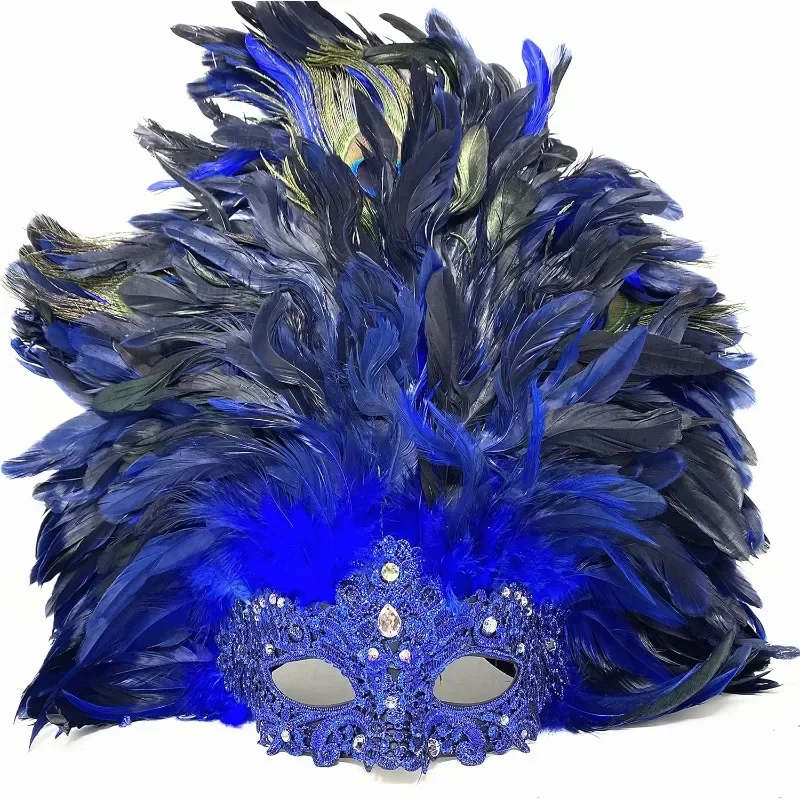 Women Costume Venetian Feather Mardi Gras Masquerade Mask Halloween Cosplay Wedding graduation Party - Image 4