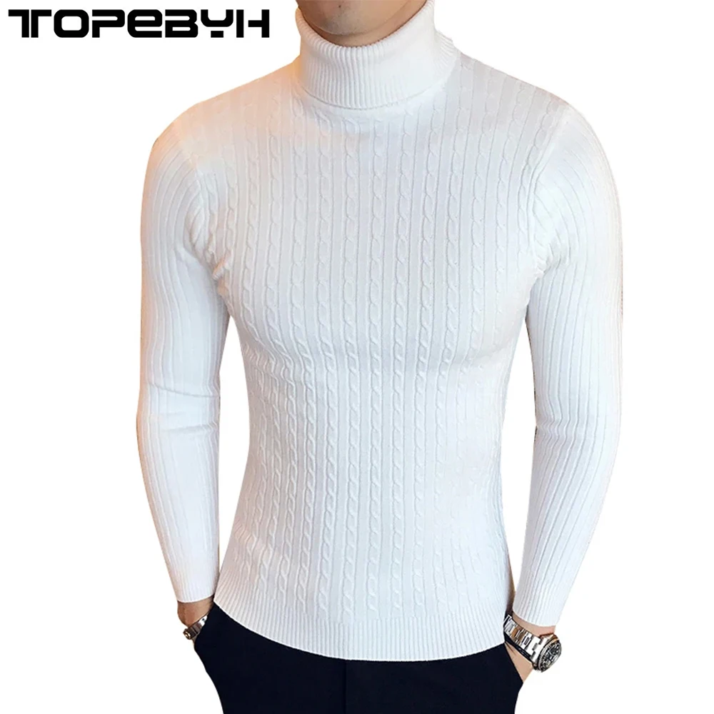 Men's Turtleneck Sweater Casual Men's Knitted Sweater Warm Fitness Men Pullovers Tops Kint Sweater