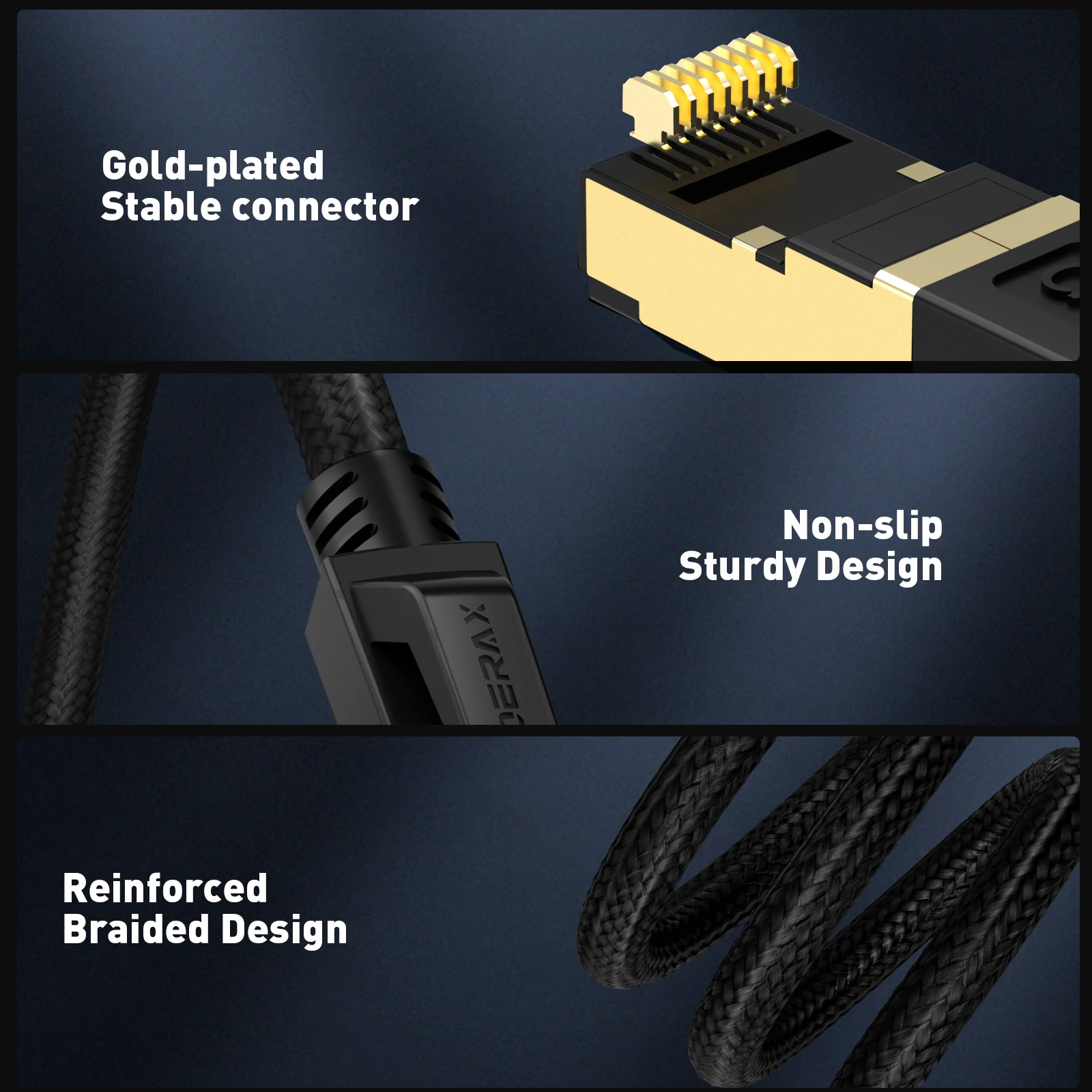 ZoeRax Cat8 Ethernet Cable 0.3-30M 40Gbps 2000MHz RJ45 CAT8 Network Nylon Braided Internet Lan Cord for Laptop PS 5/4 Router