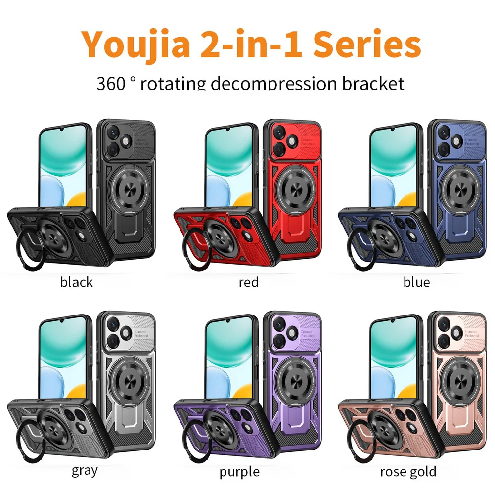 Multi-functional Rotatable Metal Ring Holder Magnetic Case - Protective Cover