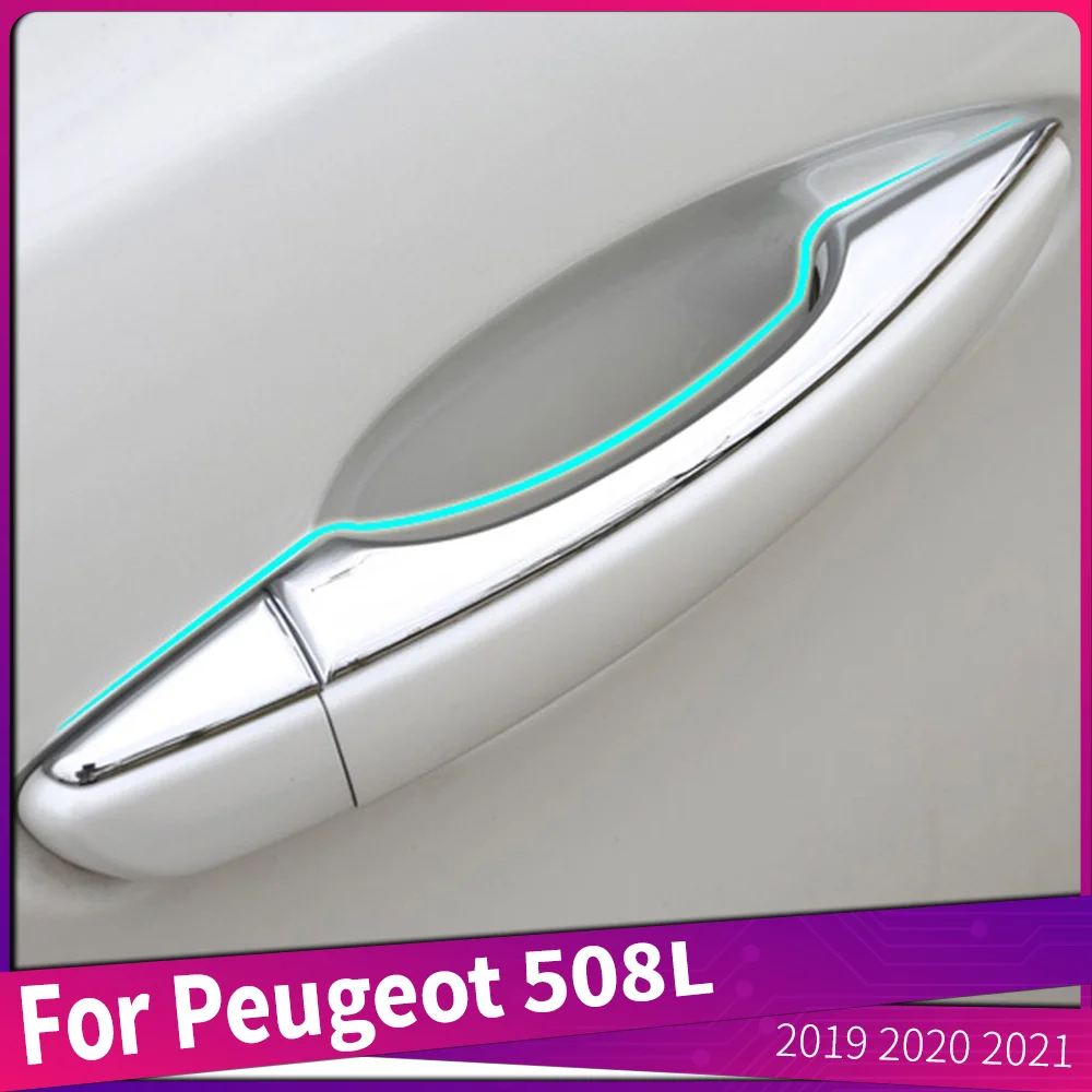 

Для Peugeot 508L 2019 2020 2021 внешние дверные ручки Крышка отделка Наклейка Автомобильные аксессуары