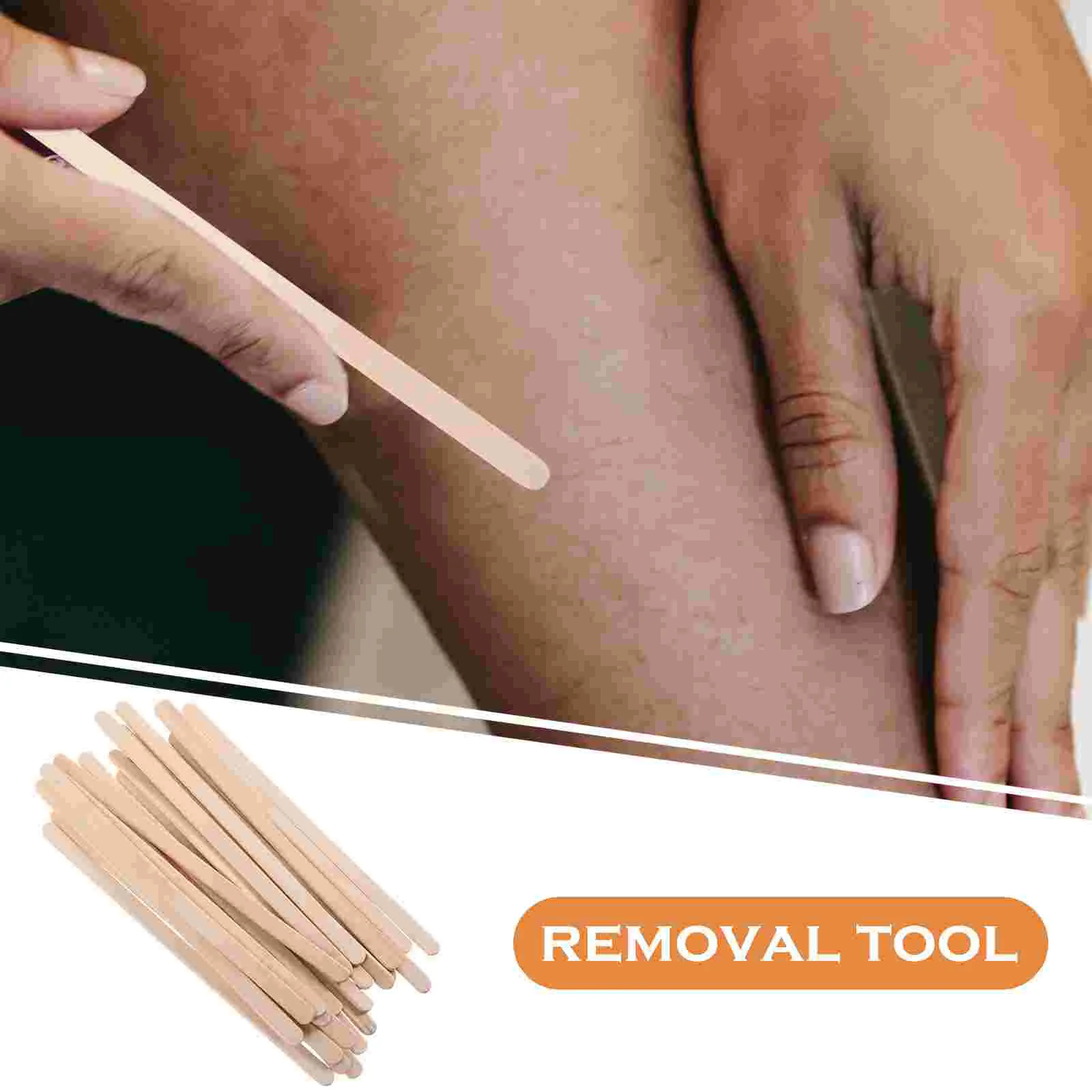 100pcs Wax Strips 140x6x2mm Thick Edge Wood Spatula Sticks Hair Removal Tool Set Efficient Waxing Solution Versatile Beauty