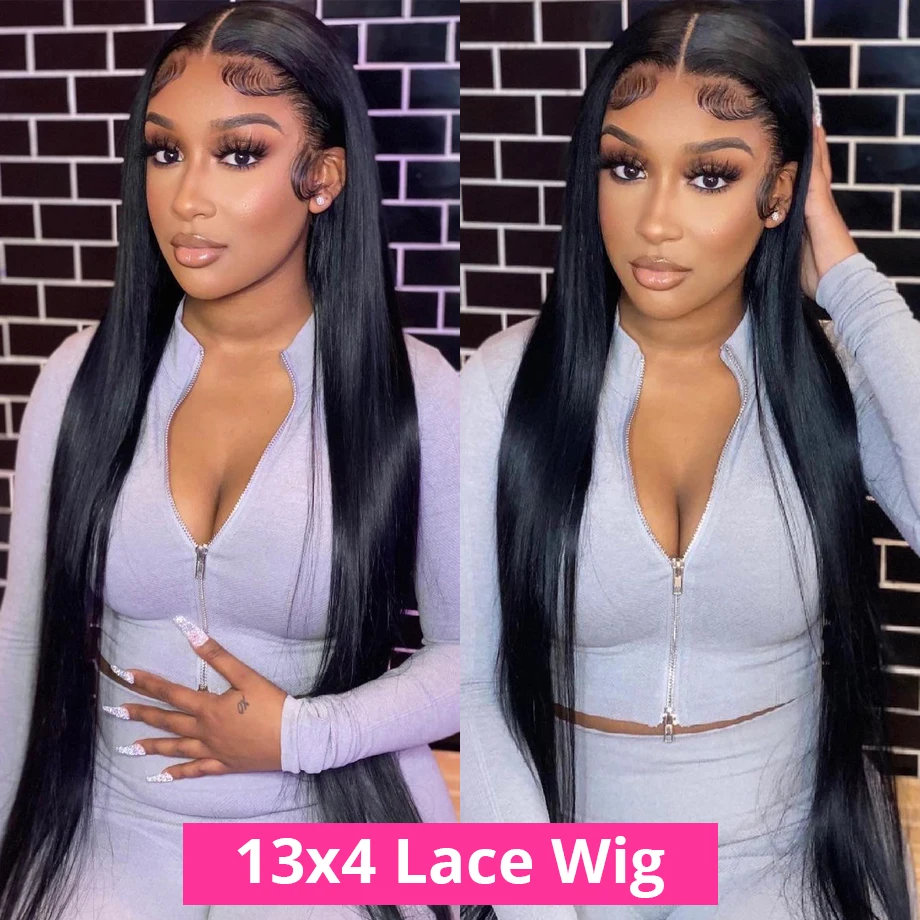 Perruques de cheveux humains droites 40 pouces 13x6 Hd dentelle frontale perruque de cheveux humains sans colle Transparent 13x4 dentelle avant perruques pour les femmes noires