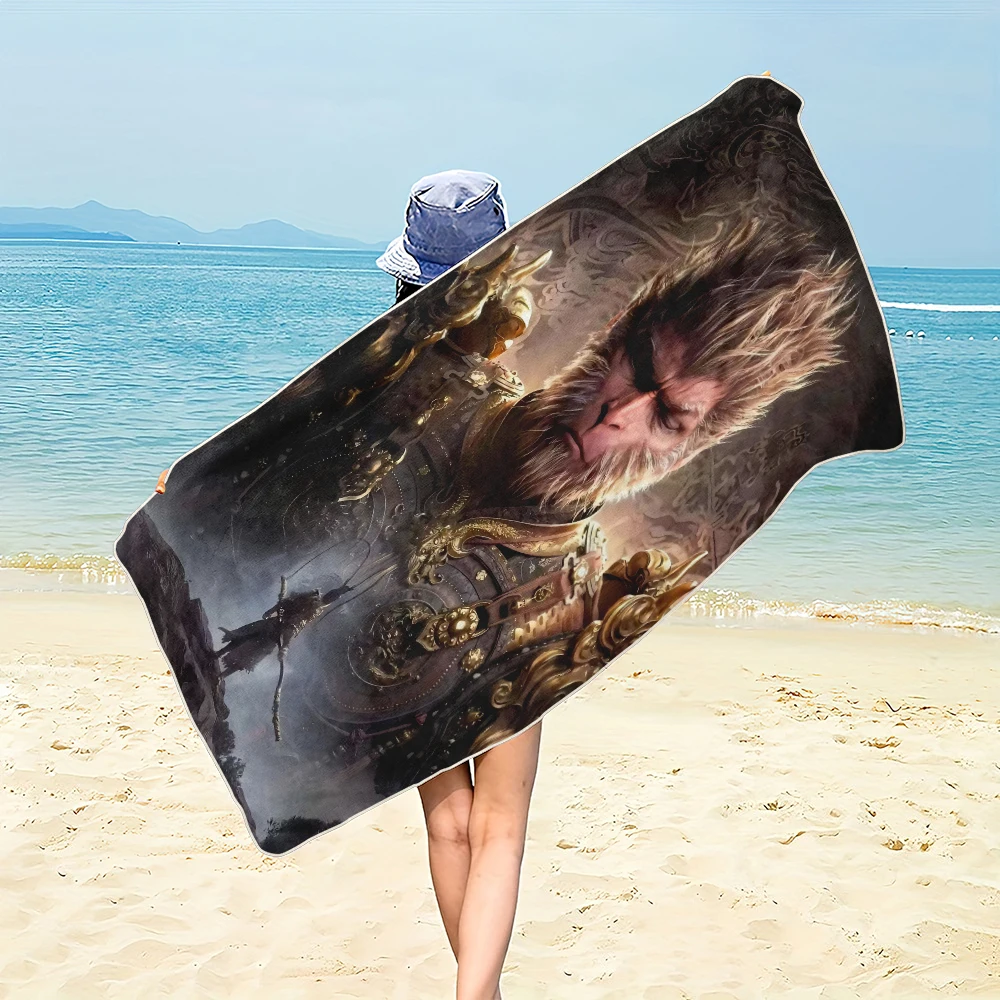 ผ้าเช็ดตัวไมโครไฟเบอร์พิมพ์ลายเกมส์ยอดฮิต Black Myth: Wukong สำหรับปีนเขา โยคะ ชายหาด ว่ายน้ำ วิ่ง ซับน้ำได้ดี เนื้อนุ่ม 1