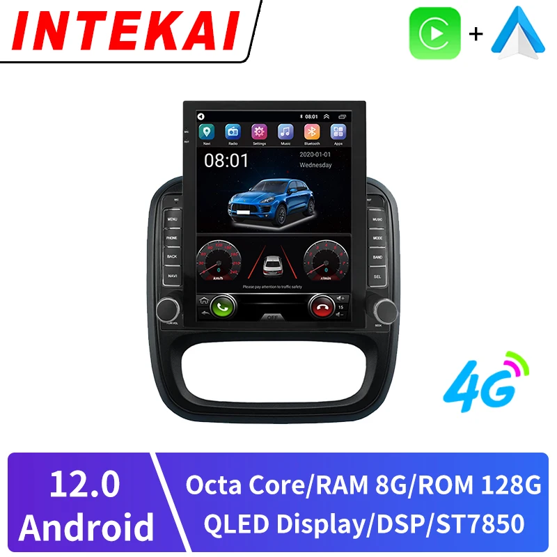 

9.7" Vertical Style Tesla Screen Android Car Radio GPS Navigation Multimedia Player For Renault Trafic 3 14-21 For Opel Vivaro B