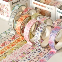 5Pcs Flowers Washi Tape Scrapbooking Supplies Washitape Spring Journal Diary Decoration Cinta Adhesiva Decorativa Washi Tapes 2
