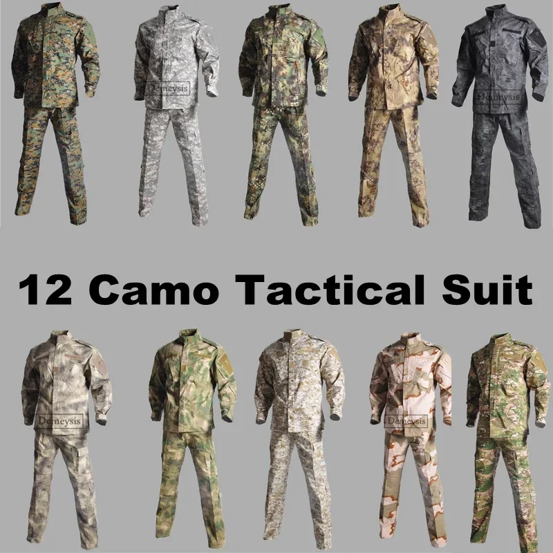 Tactical Camouflage Combat Uniform Set for Men - Shirt & Pants Suit for Airsoft and Hunting