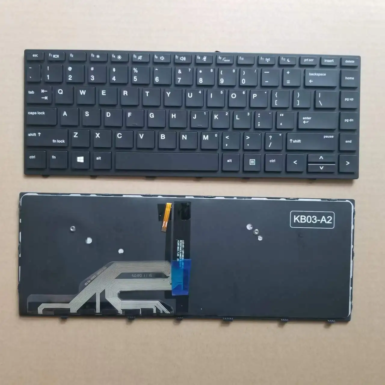 Nuova Tastiera Usa Retroilluminata Per Hp Probook 430 G5 440 G5 445 Serie G5 Cornice Nera Senza Punto