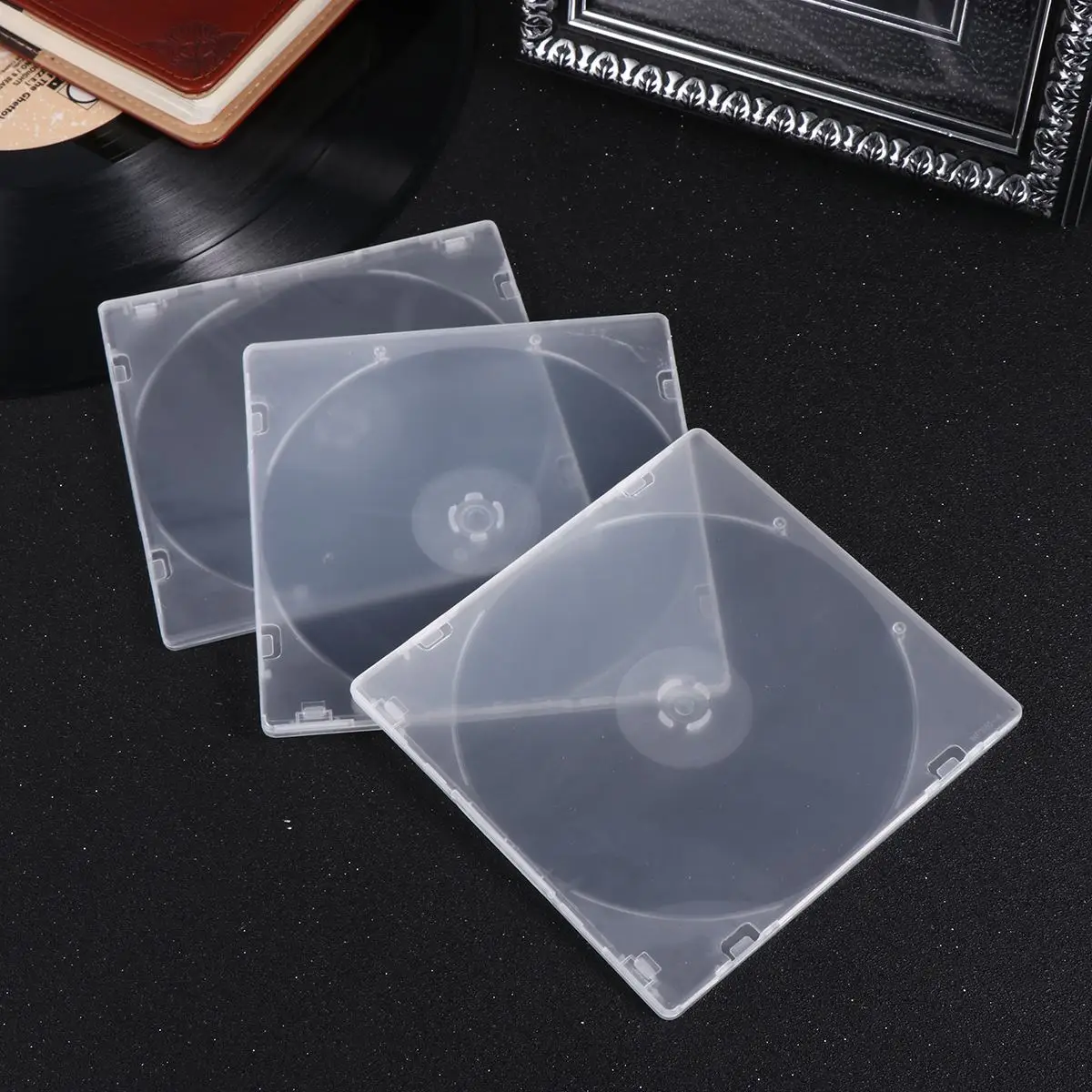 12ks průhledná plastový DVD pouzdro přenosné cédéčko úložný skříňka ultratenkých DVD CD-ROM pouzdro pro domácí kino