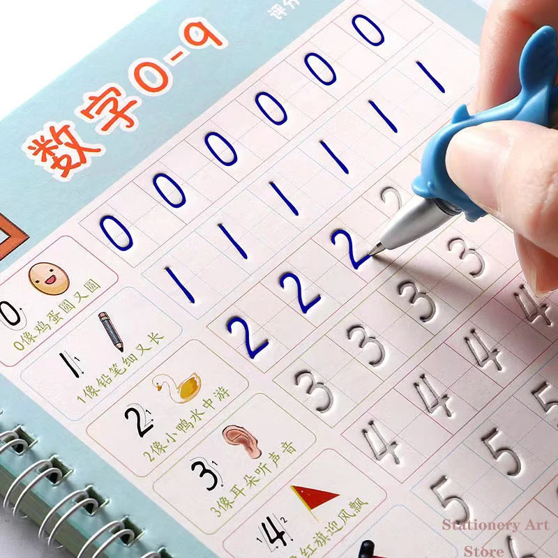 

Reusable Children 3D Copybook Calligraphy Number Salphabet Kanji Handwriting Textbook Learning MathBook Writing For Kid Gift Toy
