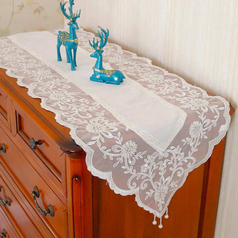 Modern bead flower Embroidery bed Table flag Runner cloth cover tablecloth Christmas Wedding Table decoration and accessories