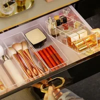 Clear Acrylic Makeup Layered Storage Box Dressing Table Cosmetic Lipstick Organizer Boxes Desktop Drawer Divider Storage 1