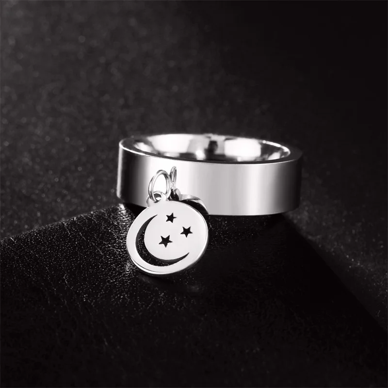 Edelstahl Mond Stern Ringe für Frauen Mädchen Punk Blume Anhänger frauen Ring Paar Schmuck 2023 Trend Hochzeit Party Geschenke – Detail 26