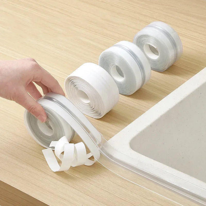 Anti Mold Waterproof Tape 1Roll Sink Waterproof Sticker Home Anti-mold Dustproof Transparent Pvc Countertop Toilet Gap Accessories