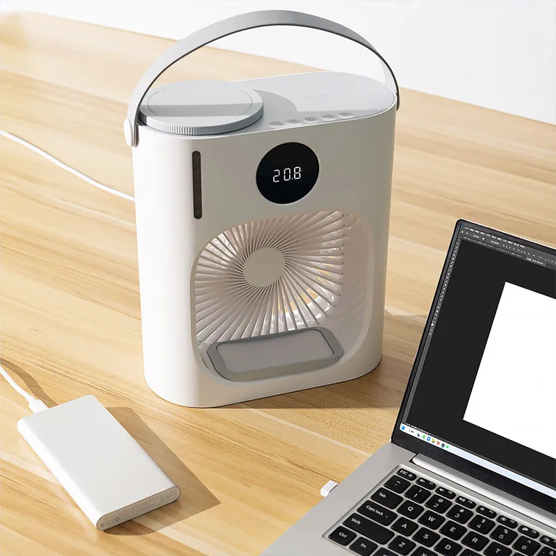 2024 Portable USB  Air Conditioner Desktop Fans 900ml Air Cooler Water Cooling Spray Fan Desktop Humidification Fan Air Cooling