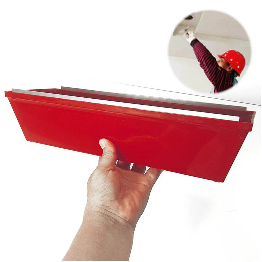 Plastic Drywall Mud Pan with Scraping Bar Sheetrock Mud Pan Spatula Drywall Pans Lightweight Tool for Quicker Cleaning