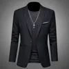 Men's Trendy Leisure Boutique Suit Jacket  Autumn Casual Business Slim Fit Non-ironing Single Button Suit Solid Formal Blouse 4