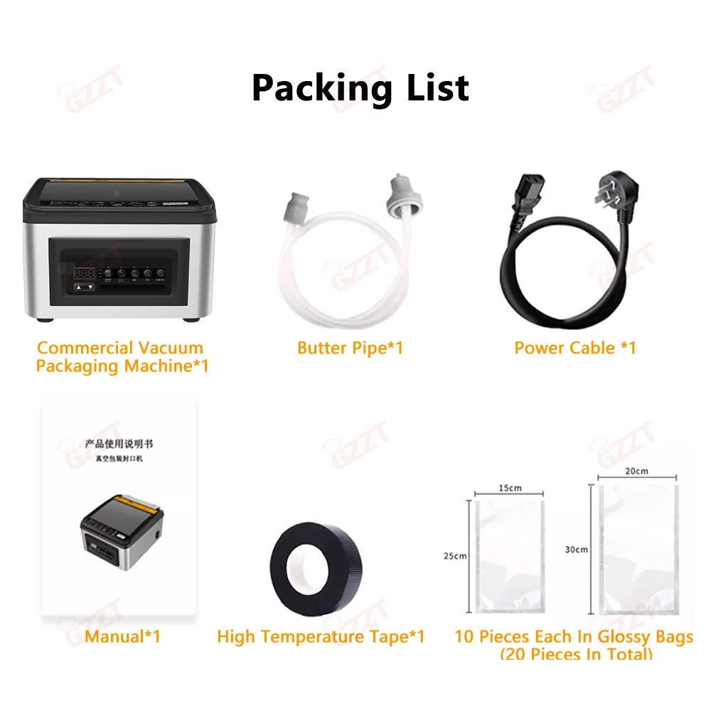 GZZT Commercial Vacuum Marinating Machin Vacuum Sealer Chamber Vacuum Packaging Machine for all kinds of vacuum bags 5