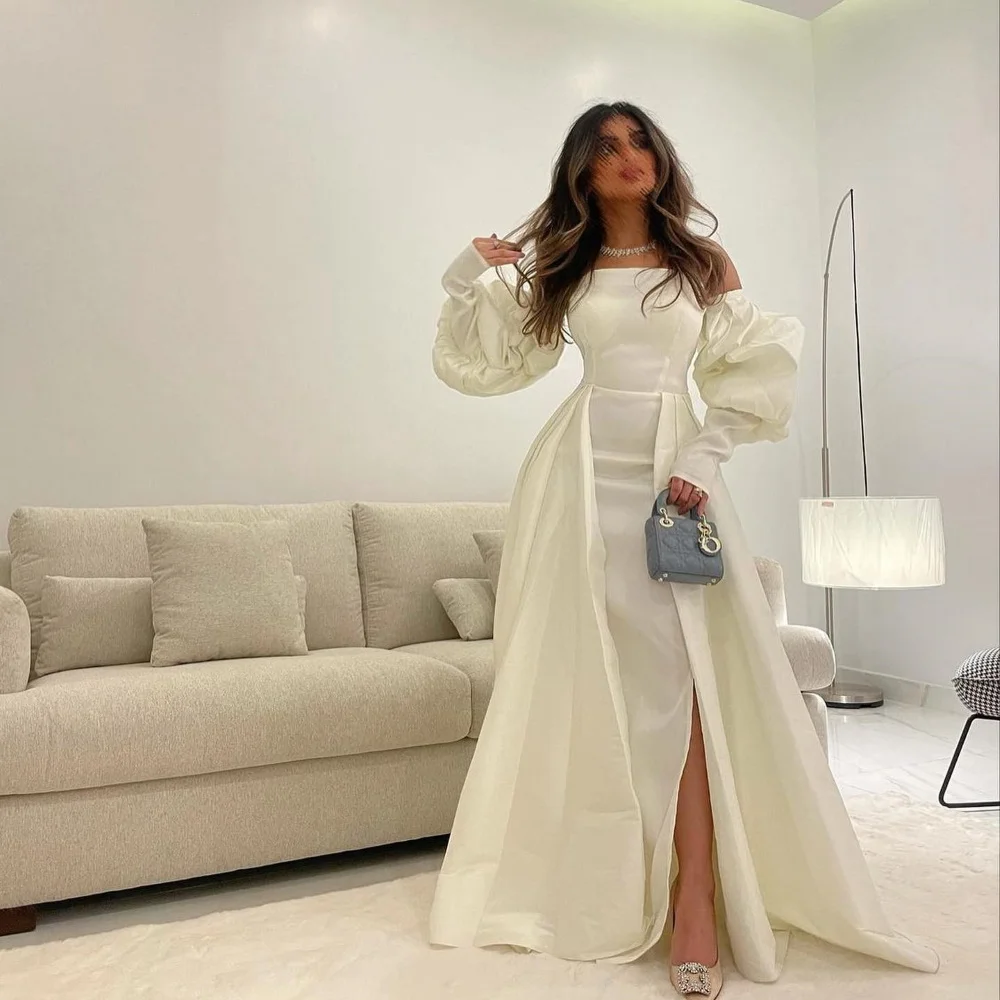

Serendipity Summer Satin Floor-Length A-Line Strapless Elegant Party Prom High Split White Evening Dress for Sexy Women 2023