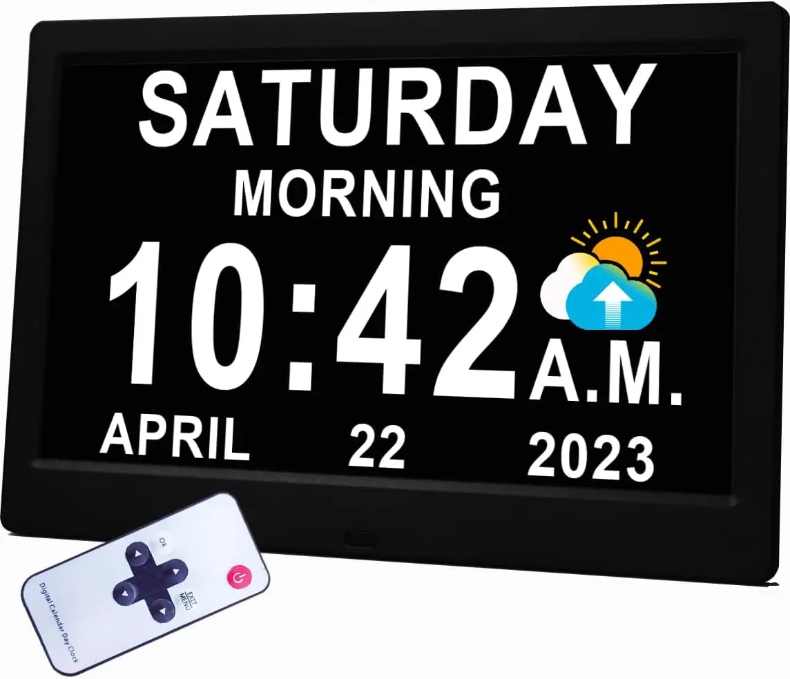 11.5" Large Digital Clock with Voice Talking, 19 Alarms, Auto Dimmer for Seniors and Elderly Care