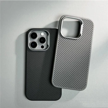 Luxury Carbon Fiber Texture Simple Phone Case For IPhone 12 13 14 15 16 Pro Max Soft Rubber Frame Cover For IPhone 16 15 ProMax