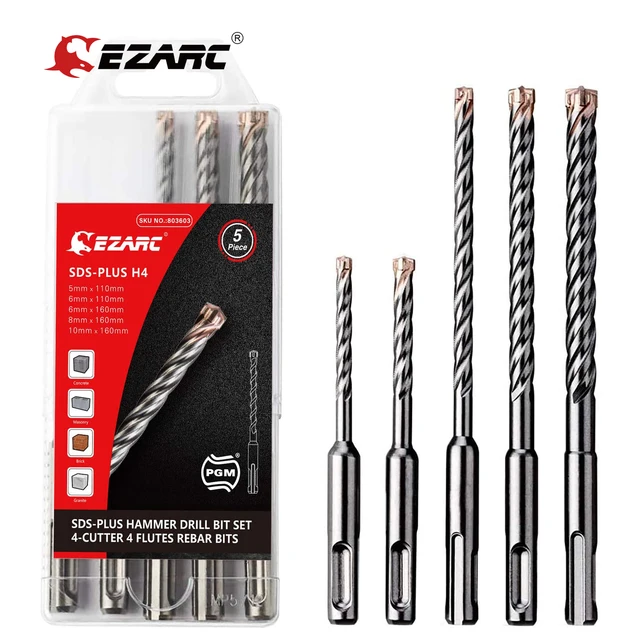 EZARC 5PCS 2/4-Cutter Carbide Tips SDS-Plus Rotary Hammer Drill Bit Set: A Powerful Addition to Your Tools