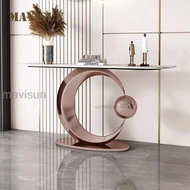 

Entryway Rock Slab Console Table Steel High Quality Living Room Furniture Stainless Frame Luxury Entry Porch Auxiliary Tables