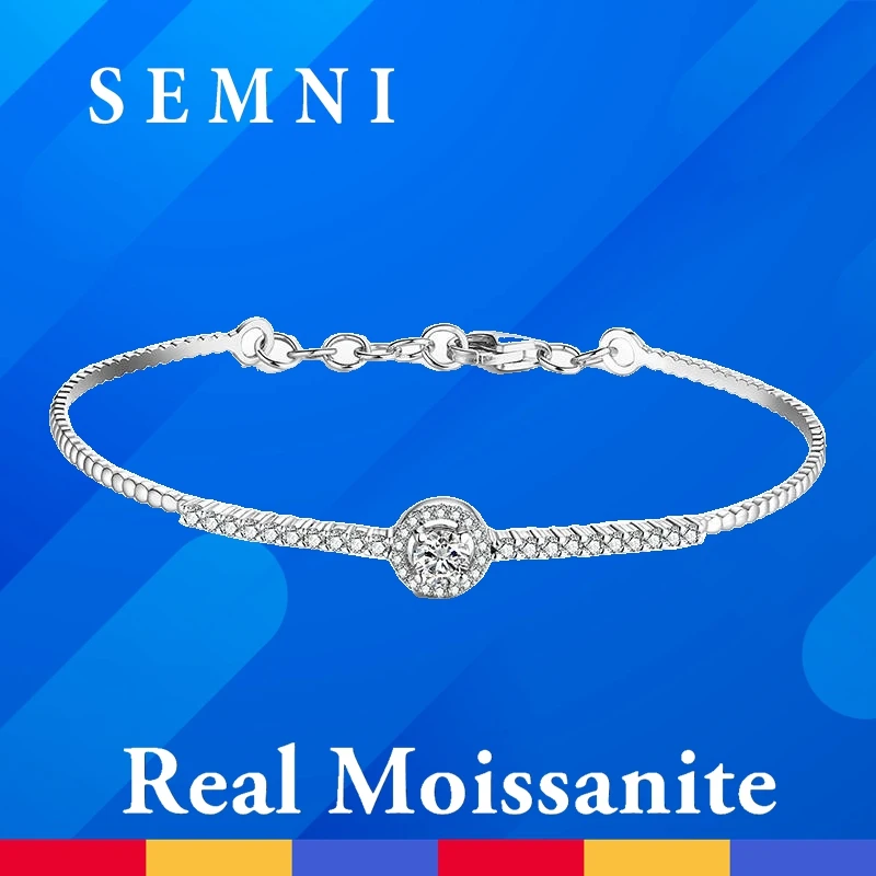 

Браслет SEMNI с бриллиантами диаметром 0,5 карата для женщин и девушек, из серебра 925 пробы с покрытием Pt950, благородные ювелирные украшения для рук, подарок для любимой женщины
