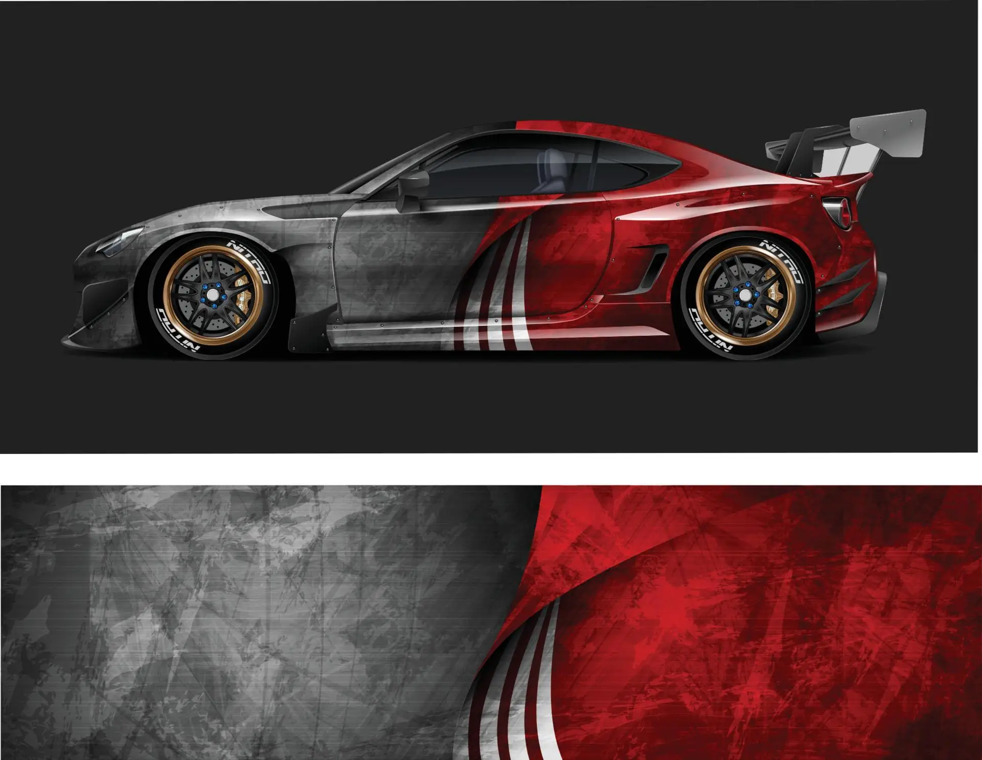 Full Body Racing Car Graphic Decal Vinyl Wrap Modern Design Vector