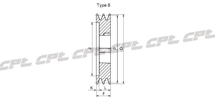 Description Picture 3 of itemCPT SPA V-Belt pulley double Groove, 130.5 outside diameter, 125mm pitch diameter, 1610 Bushing, SPA125-02-1610