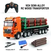 1:18 RC Wood Transporter Truck 9CH Semi Trailer With Sound Light Remote Control Detachable Body Engineering Vehicle Kids Toys 6